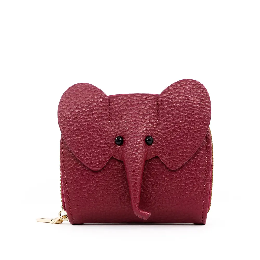 New Short Women Card Wallets Zipper Coin Pocket Card Bags Female Coin Purses Card Holder Cute Small  Elephant Wallet