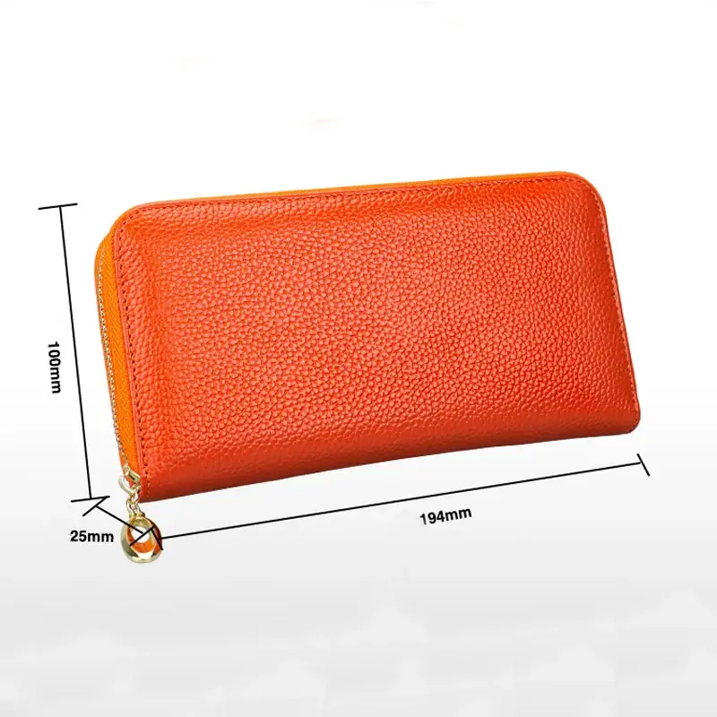 Genuine Leather Wallet for Women Female RFID Blocking Wallets Big Capacity Travel Zipper Women's Purse Ladies Long Phone Purses