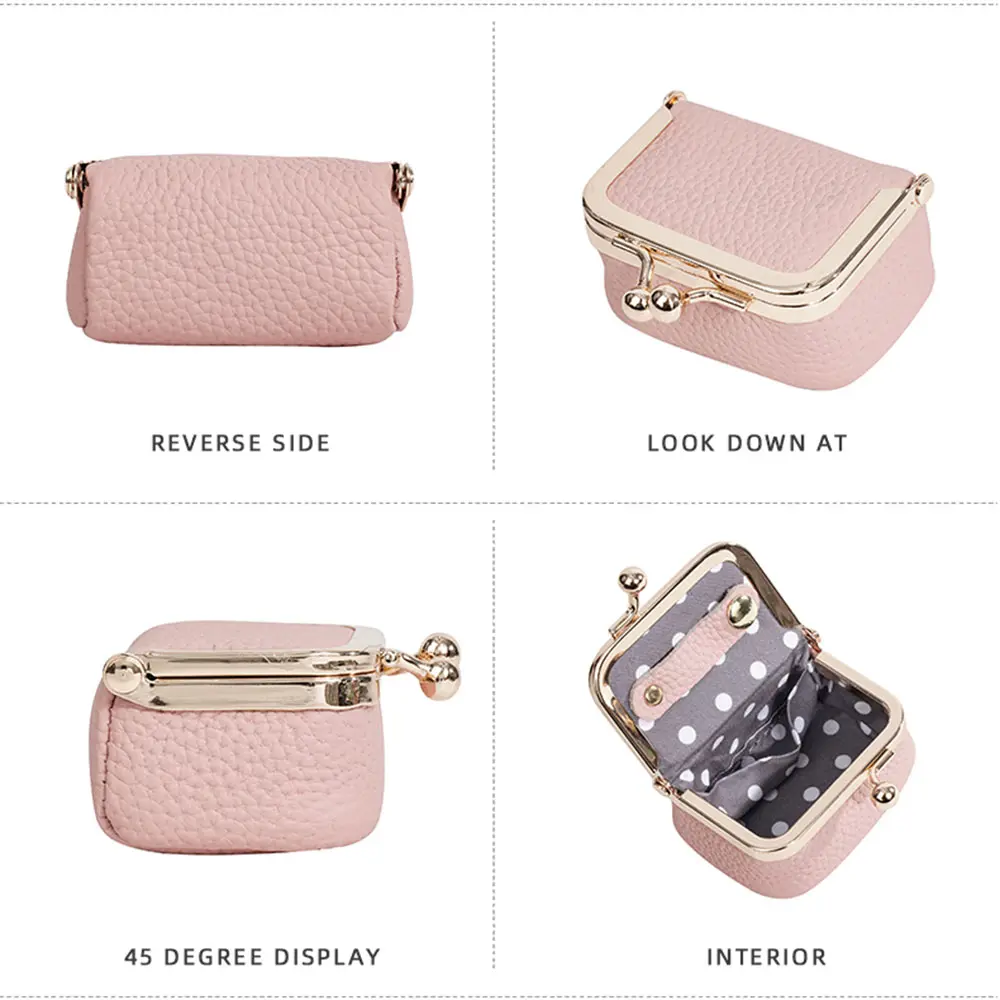 Baellerry Genuine Leather New Mini Women Coin Wallets Simple Short Coin Pocket Ring Necklace Box Female Coin Purse