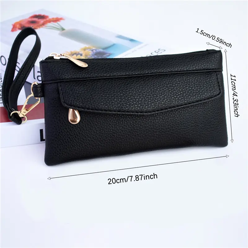 Women's Portable Fashion Wallet PU Leather Hangbag Female Long Clutch Purses Coin Pocket Phone Pocket For Ladies Money Bag
