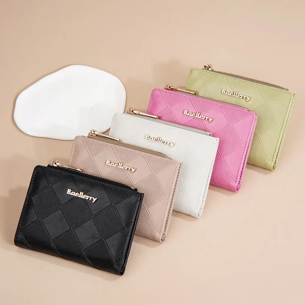 Fashion Rhombus PU Leather Women Card Bag Wallet Coin Dollar Bank Card Storage Pouch Portable Ladies Purse Card Holder