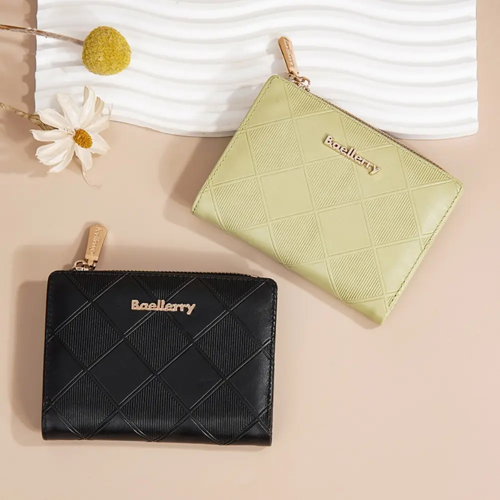 Fashion Rhombus PU Leather Women Card Bag Wallet Coin Dollar Bank Card Storage Pouch Portable Ladies Purse Card Holder