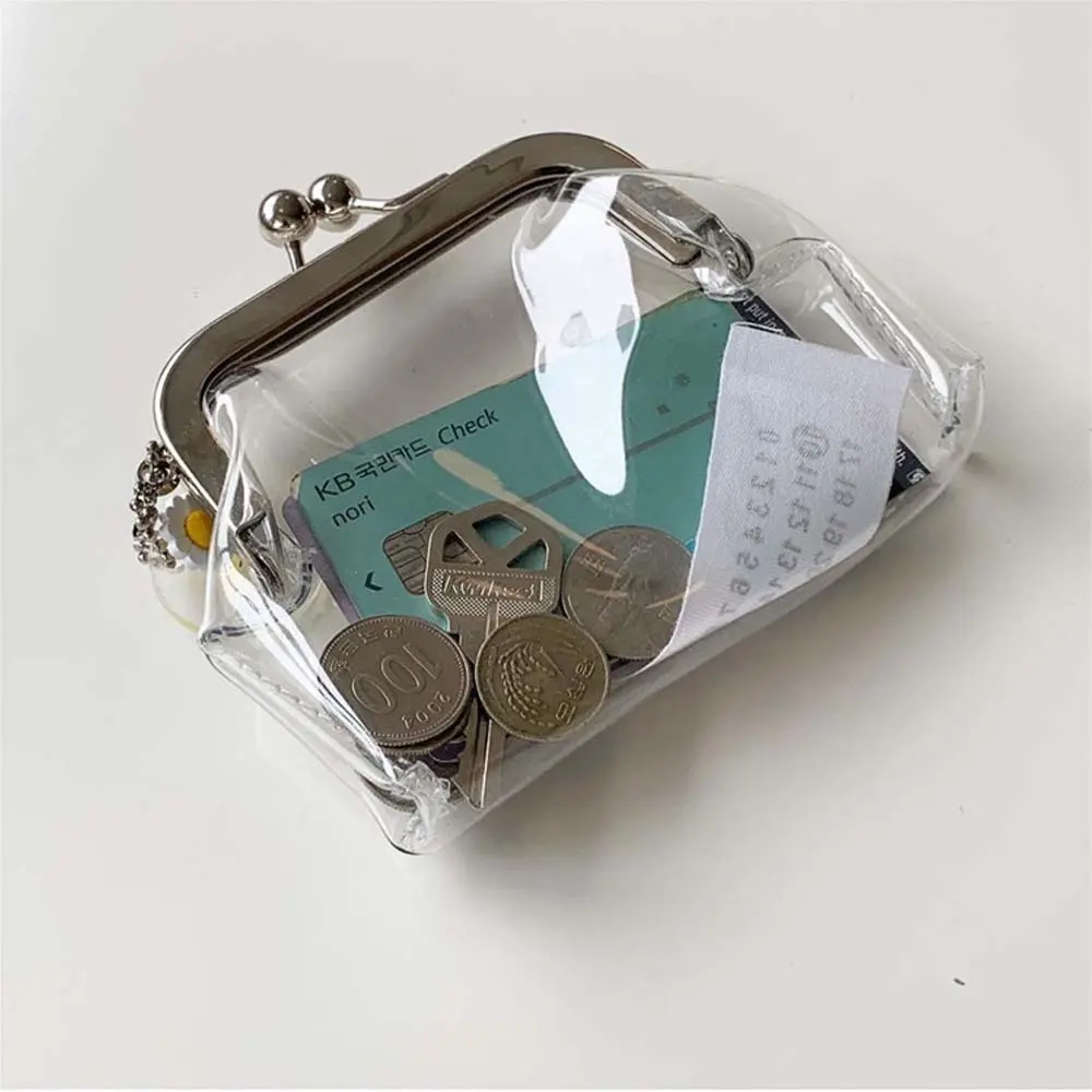 2024 Transparent Coin Purse Lipstick Credit ID Card Iron Mouth Clip Wallet Portable Bus Card Holder Multifunctional Change Purse
