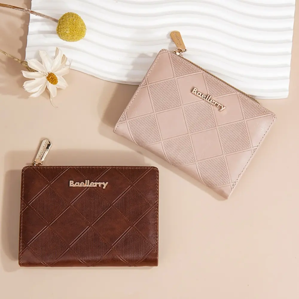 Fashion Rhombus PU Leather Women Card Bag Wallet Coin Dollar Bank Card Storage Pouch Portable Ladies Purse Card Holder