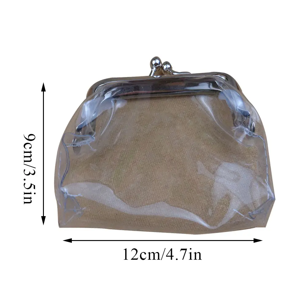 2024 Transparent Coin Purse Lipstick Credit ID Card Iron Mouth Clip Wallet Portable Bus Card Holder Multifunctional Change Purse