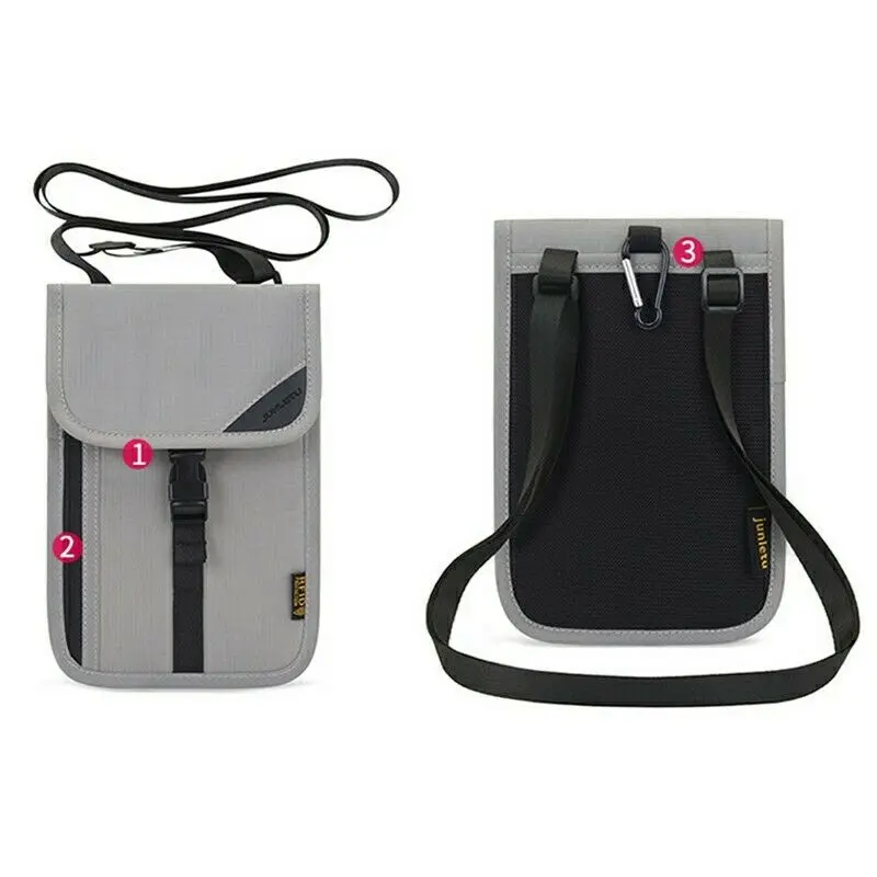 Men's and Women's Travel Passport Cover Neck Bag Travel Card Bag Anti theft Multi functional Hidden Wallet