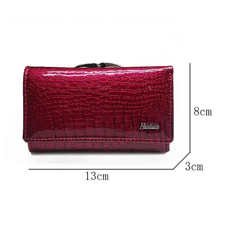 Luxury Women's Patent Leather Wallet Euro-American Style Coin Purse Designer Cowhide Crocodile Pattern Compact High Quality