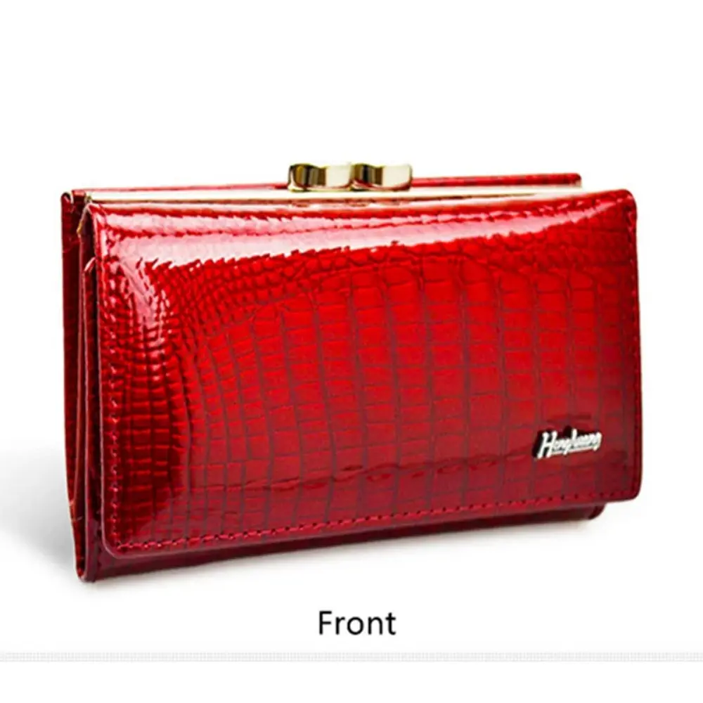 Luxury Women's Patent Leather Wallet Euro-American Style Coin Purse Designer Cowhide Crocodile Pattern Compact High Quality