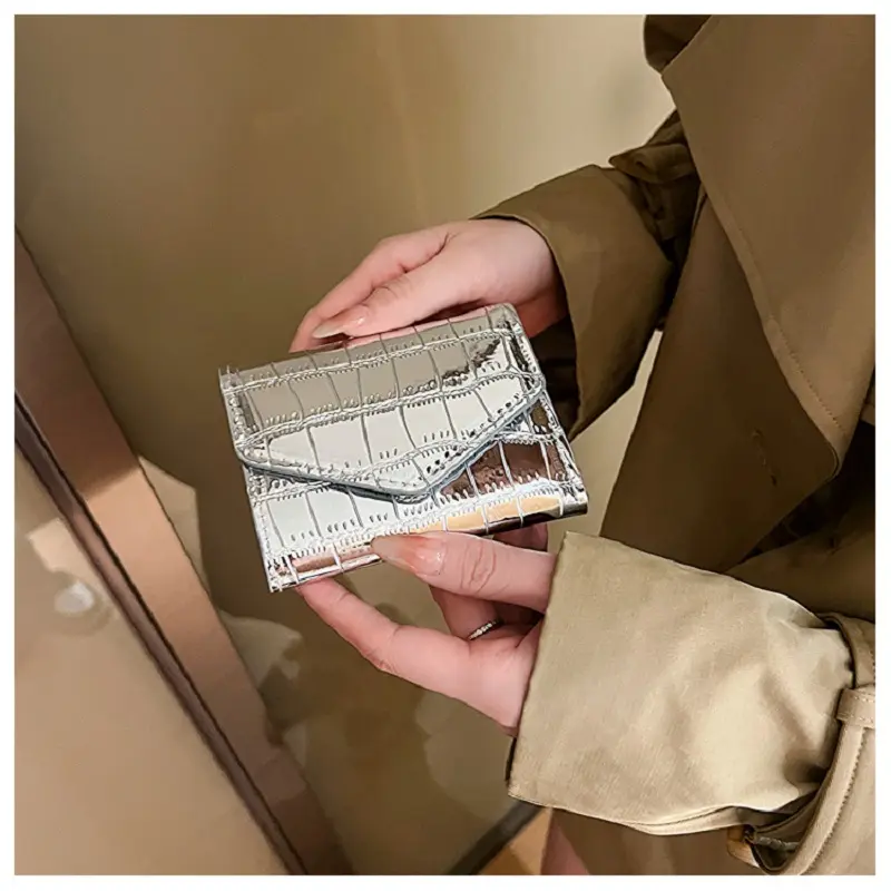 Fashion Simple Three Fold Short Clip Female Mini Wallet Short Wallet Women Purse Multi-card Multifunction Card Holder Coin Purse