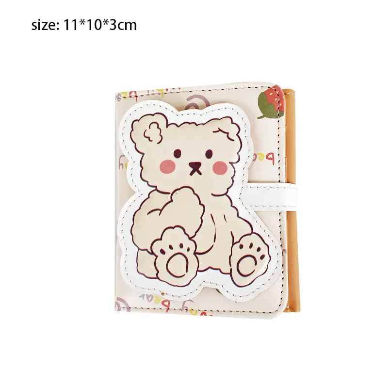 New Cute Bear Wallets For Women Small Hasp Girl Credit Card Holder For Pu Leather Coin Purse Female Wallet Short New 2024