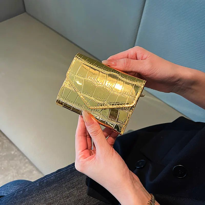 Fashion Simple Three Fold Short Clip Female Mini Wallet Short Wallet Women Purse Multi-card Multifunction Card Holder Coin Purse