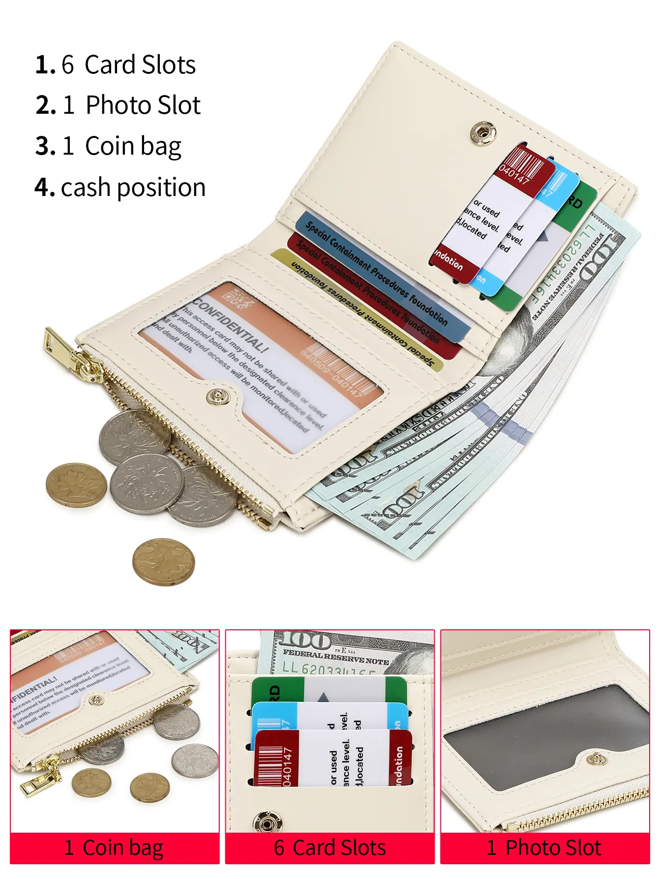 Minimalist Women's Wallet PU Leather Folding Card Seat Money Bag Fashion ID Window Business Card Clip CrocodilePatternZeroWallet
