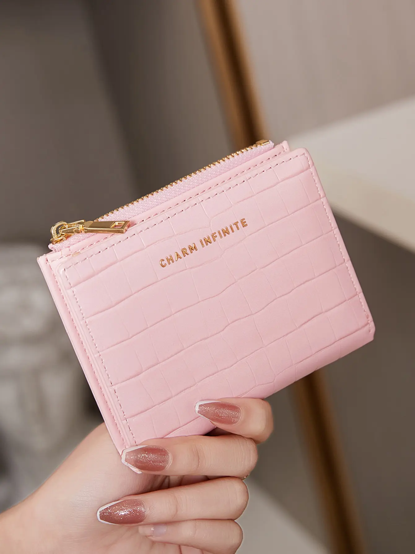 Minimalist Women's Wallet PU Leather Folding Card Seat Money Bag Fashion ID Window Business Card Clip CrocodilePatternZeroWallet