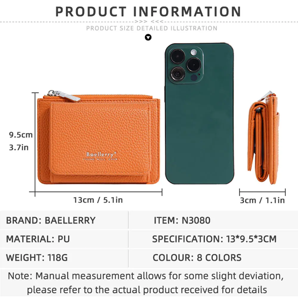 Baellerry High Quality New Short Women Wallets Zipper Coin Bags Brand Female Purse Photo Holder Money Clips Women's Card Holder