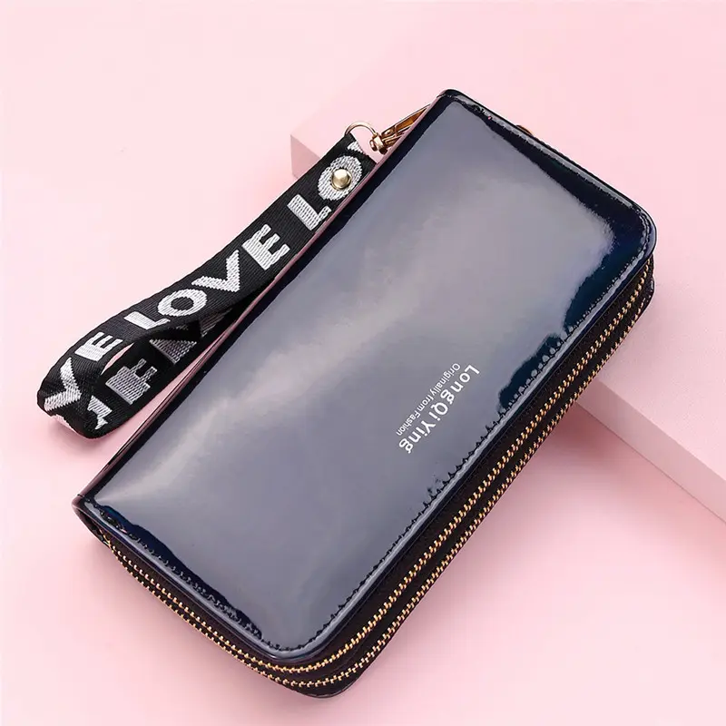 Double Zipper Women's Long Wallet Female Laser Soft PU Leather Coin Clutch Bag Large Capacity Business Card Holder New Arrival