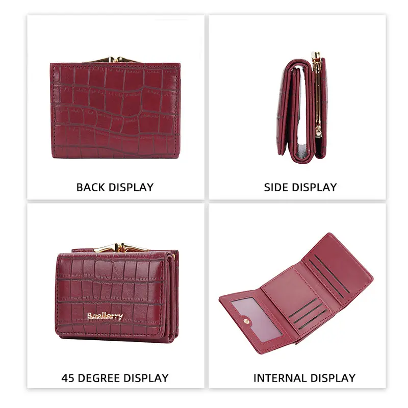 Baellerry New Women Short Wallet Brand Card Holder Simple Coin Pocket High Quality Female Purse Crocodile Pattern Women's Wallet