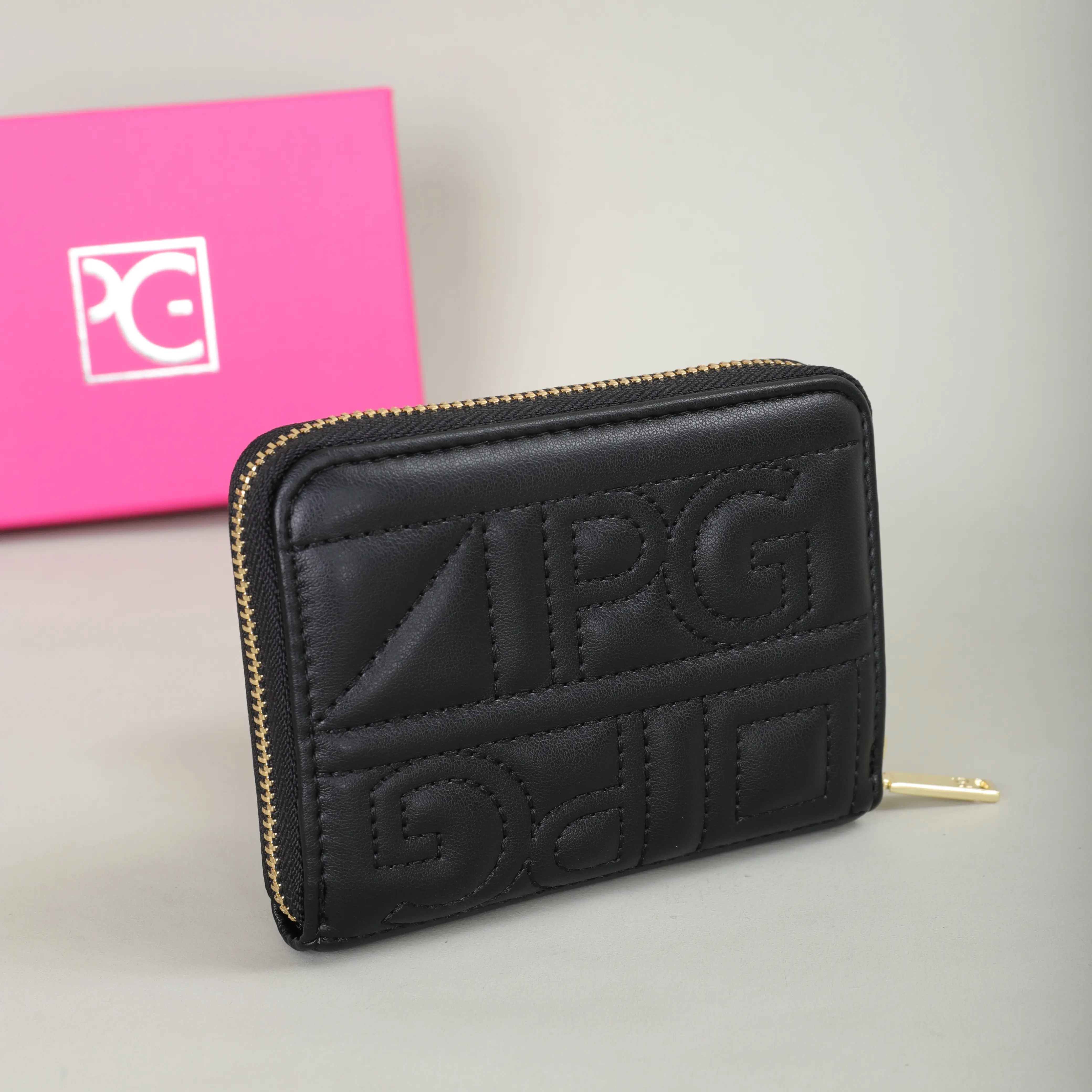 PG PATSY GARIS Fashion Classic Retro Men's and Women's Universal Wallet Letter Printed Portable Card Bag Zero Wallet