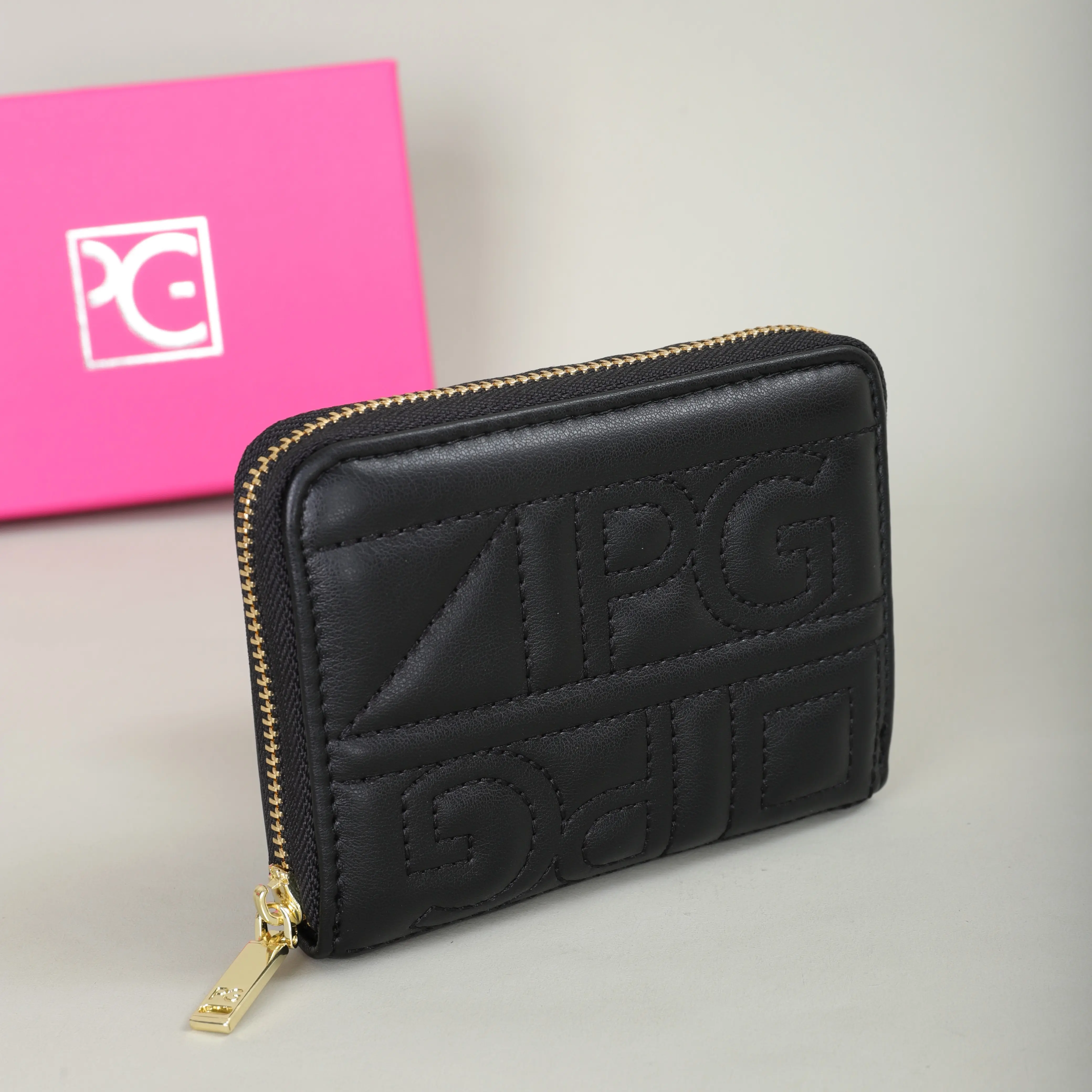 PG PATSY GARIS Fashion Classic Retro Men's and Women's Universal Wallet Letter Printed Portable Card Bag Zero Wallet