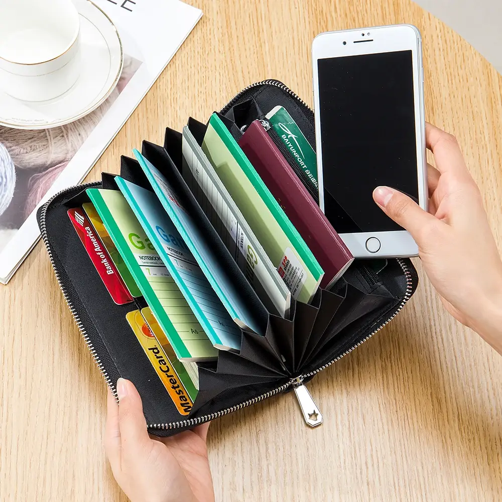 Cash Budget Passport Wallet Clutch Bag for iPhone 13 Pro Women Budget Sheets Zipper Long Billfold for Bankbook and Ledger Rfid