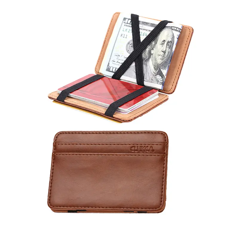Ultra Thin PU Leather Women Men Magic Wallets Mini Small Coin Purses Portable Short Business Credit Card Holder Clutch Bag Case