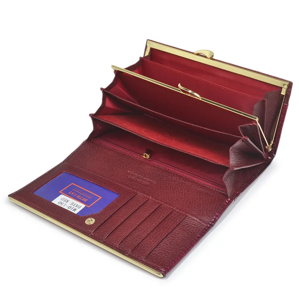Beth Cat Women Genuine Leather Wallet Female Hasp Alligator Cowhide Long Wallet Cards Holder Clutch Bag Fashion Ladies Purses