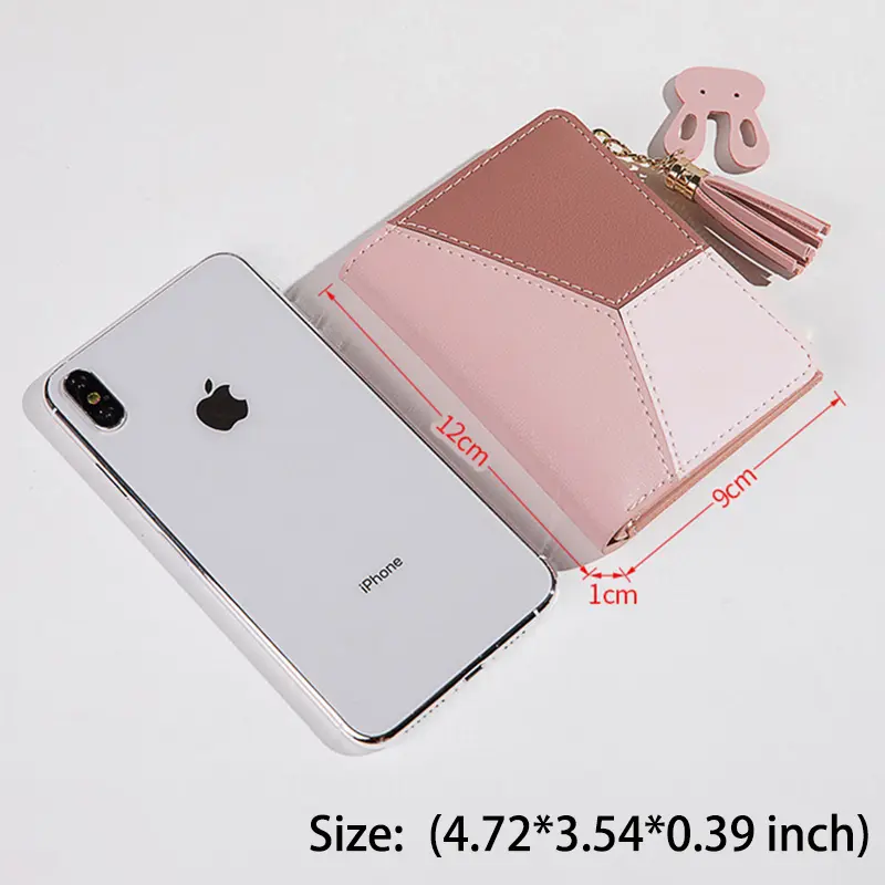 Fashion Artificial Leather Women's Wallet Small Zipper Coin Purse for Women Mini Two-Fold Short Card Holder Portable Handbags