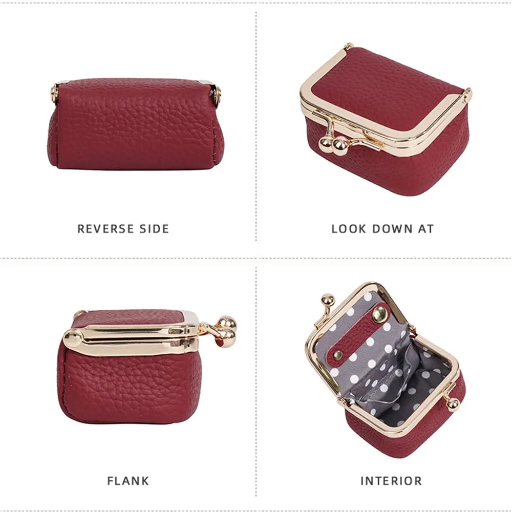 High Quality Genuine Leather Women Coin Wallets New Simple Coin Pocket Ring Necklace Jewelry Case Female Coin Purses