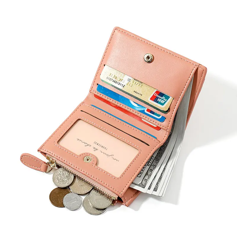 Luxury Designer Women's Purse Zipper Wallets PU Leather Short Purses for Women Card Holder Stone Pattern Female Folding Clutch