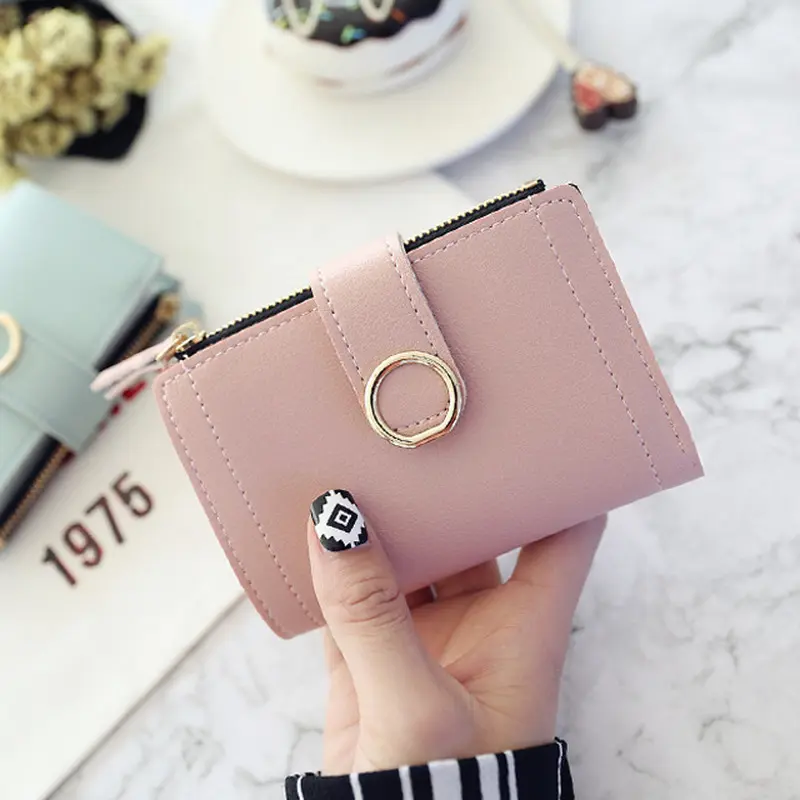 2022 New Fashion Trend Clutch Female Purse Money Clip Wallet Small Zipper Brand Leather Purse Women Ladies Card Bag for Women