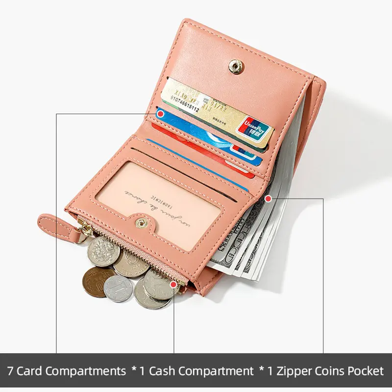 Luxury Designer Women's Purse Zipper Wallets PU Leather Short Purses for Women Card Holder Stone Pattern Female Folding Clutch