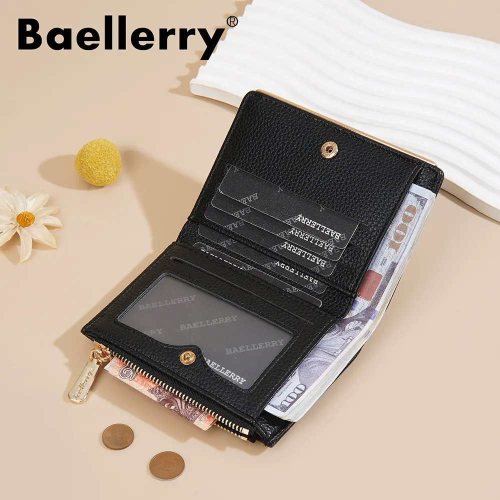 Baellerry New Short Women Wallets Luxury Brand Card Holder  Female Purse Zipper Coin Pocket Photo Holder Wallet For Girls