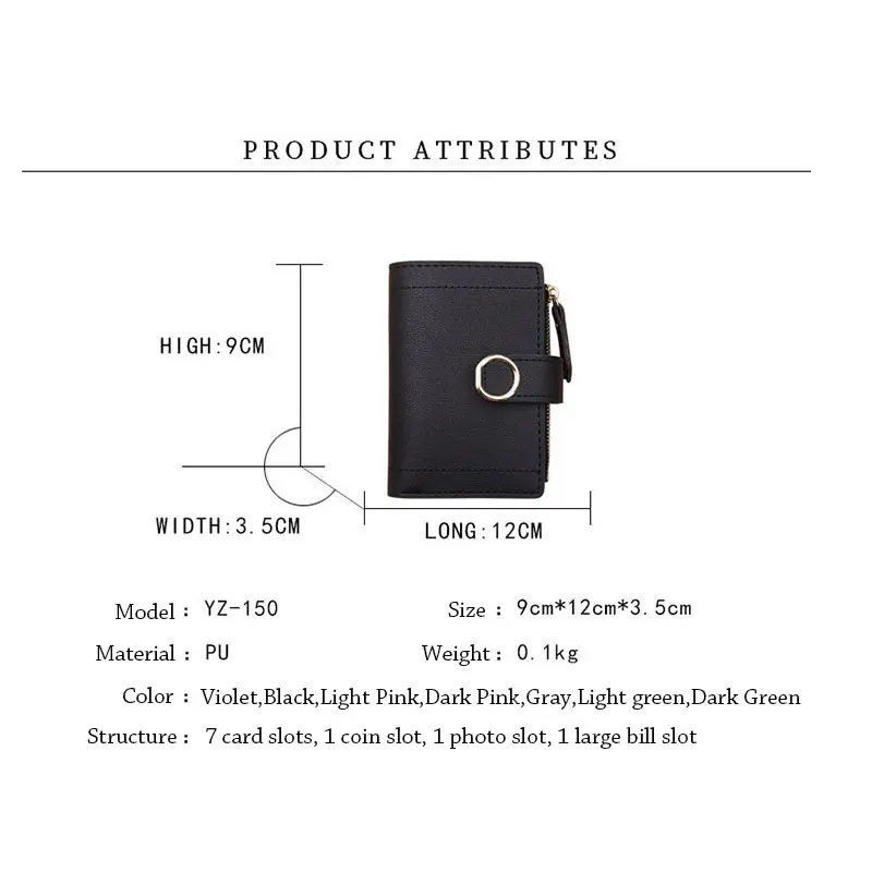 2022 New Fashion Trend Clutch Female Purse Money Clip Wallet Small Zipper Brand Leather Purse Women Ladies Card Bag for Women