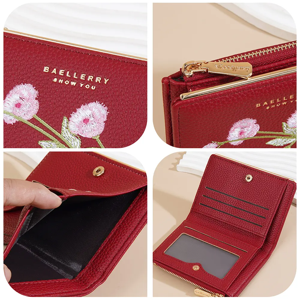 Baellerry New Short Women Wallets Luxury Brand Card Holder  Female Purse Zipper Coin Pocket Photo Holder Wallet For Girls