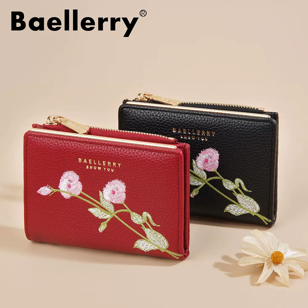 Baellerry New Short Women Wallets Luxury Brand Card Holder  Female Purse Zipper Coin Pocket Photo Holder Wallet For Girls