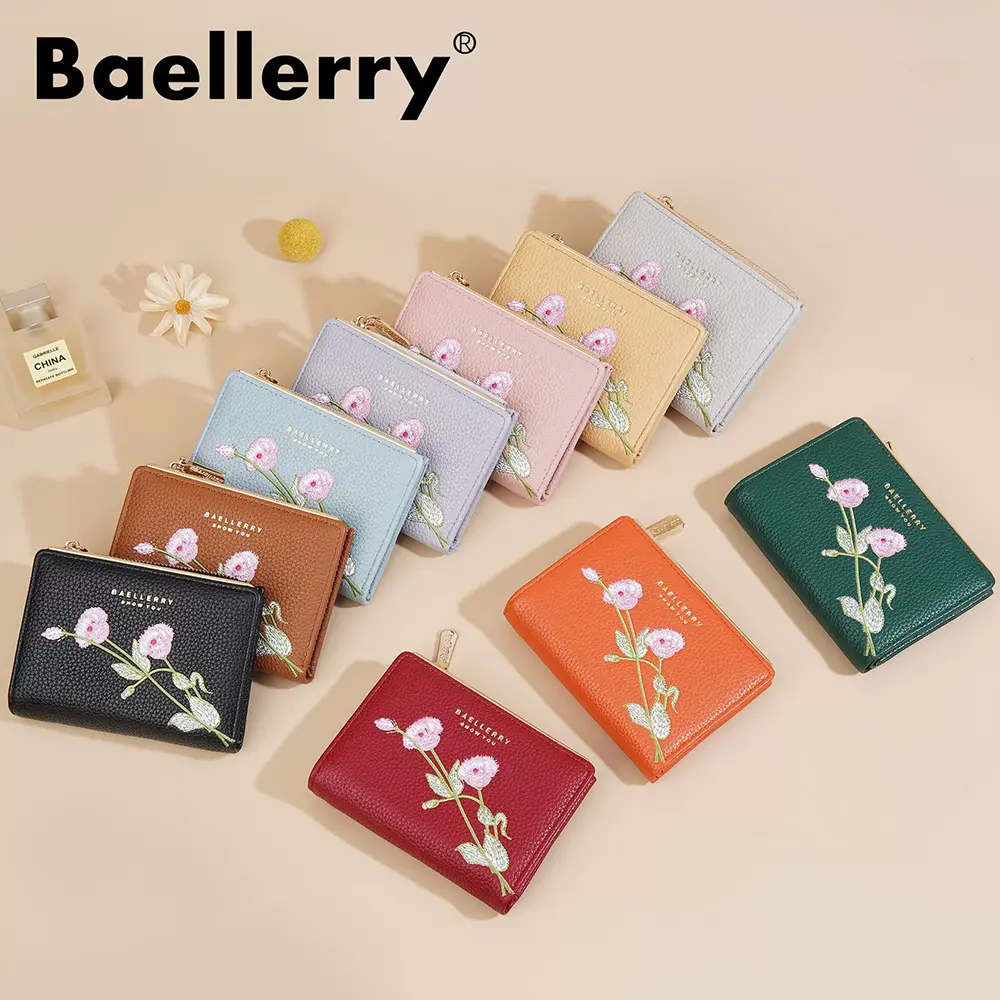 Baellerry New Short Women Wallets Luxury Brand Card Holder  Female Purse Zipper Coin Pocket Photo Holder Wallet For Girls