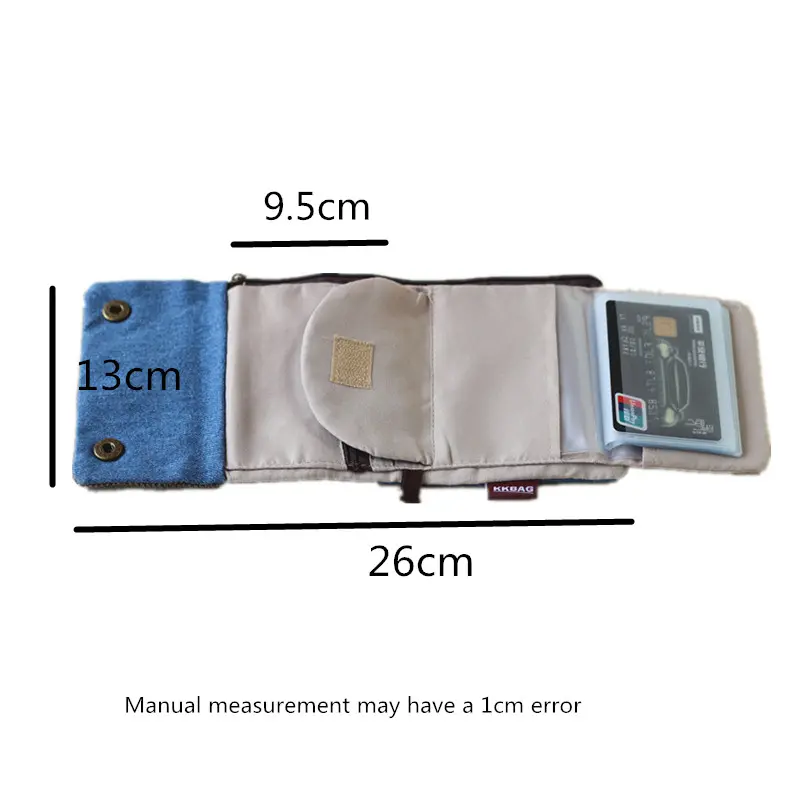 Handmade Three Fold Fabric Wallet Women Men Simple Short Zipper Purses for Teens Personality Multi-function Key Bag Card Holder