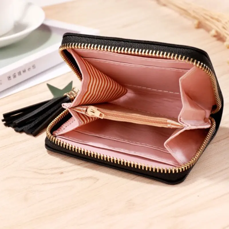 1PC Women Small Wallet Ladies Mini Tassel Wallet Cute Girl Short Zipper Lovely Pu Leather Coin Purse Female Hand Wallet Purse