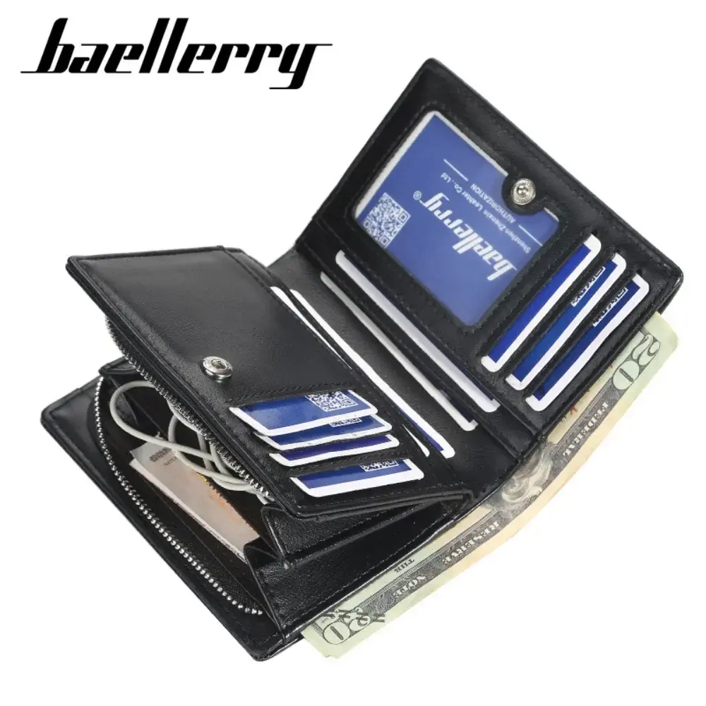 2024 New PU Leather Men's Wallet High Quality Zipper Short Desigh Card Holder Male Purse Vintage Coin Holder Wallets for Man