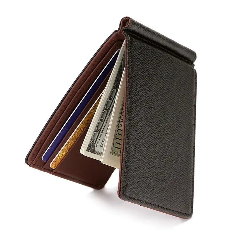 Men Bifold Business Leather Wallet Luxury Brand Famous ID Credit Card Visiting Cards Wallet  Money Clips 2023