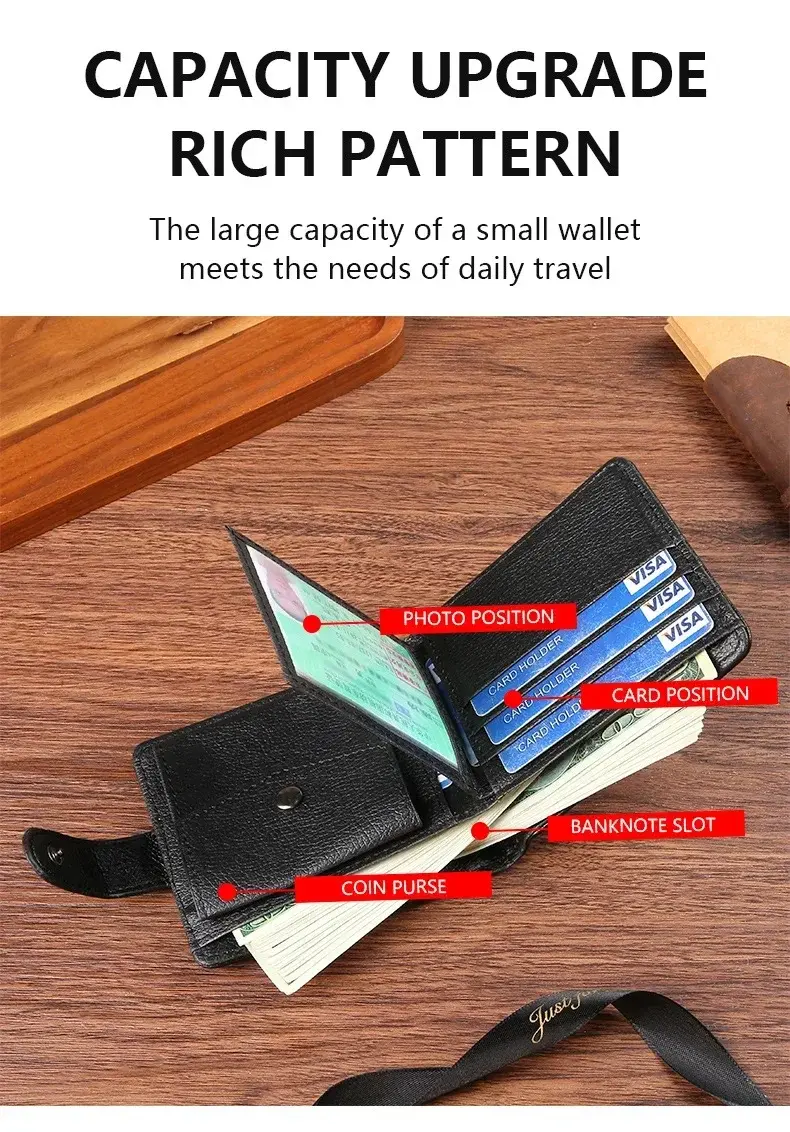 Mens Vintage Wallets Cow Leather Solid Sample Style Zipper&Hasp Purse Card Holders Famous Brand High Quality Male Fashion Wallet