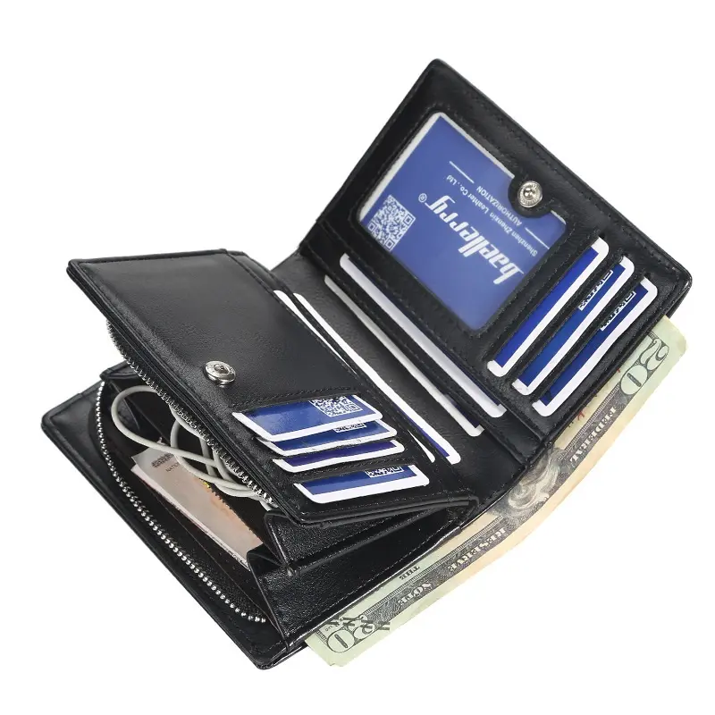 Brand Men PU Leather short Wallet With Zipper Coin Pocket Vintage Big Capacity Male Short Money Purse Card Holder New