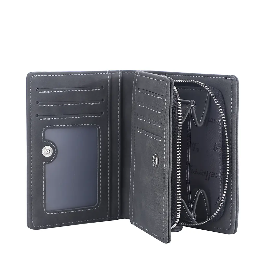 Brand Men PU Leather short Wallet With Zipper Coin Pocket Vintage Big Capacity Male Short Money Purse Card Holder New