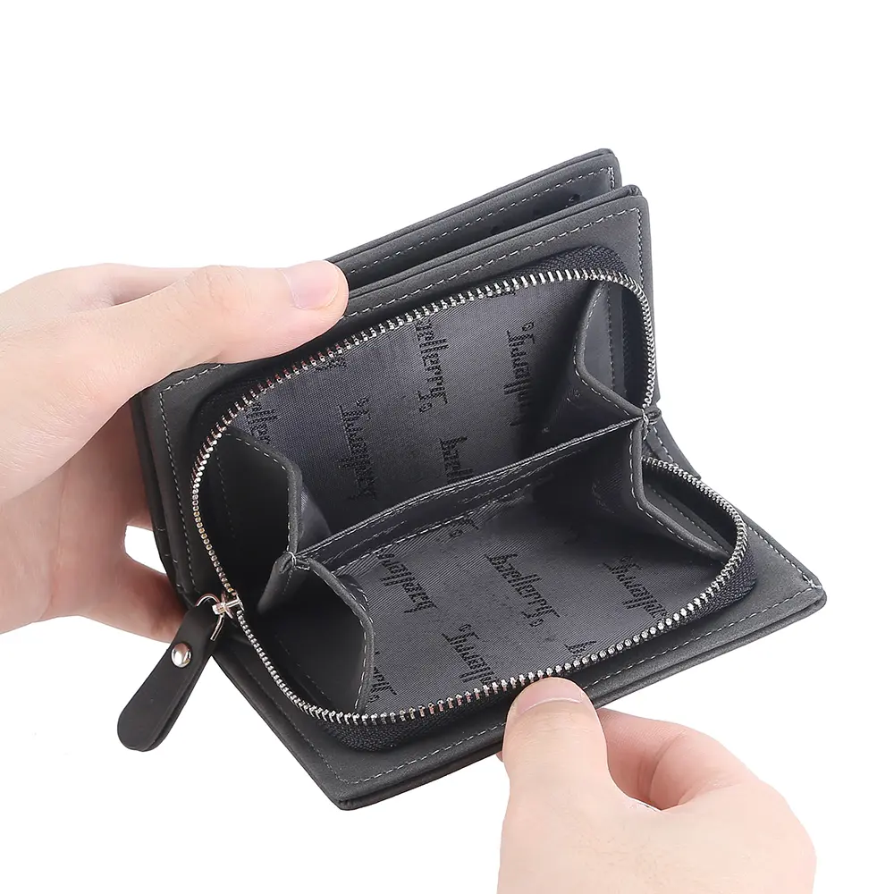 Brand Men PU Leather short Wallet With Zipper Coin Pocket Vintage Big Capacity Male Short Money Purse Card Holder New
