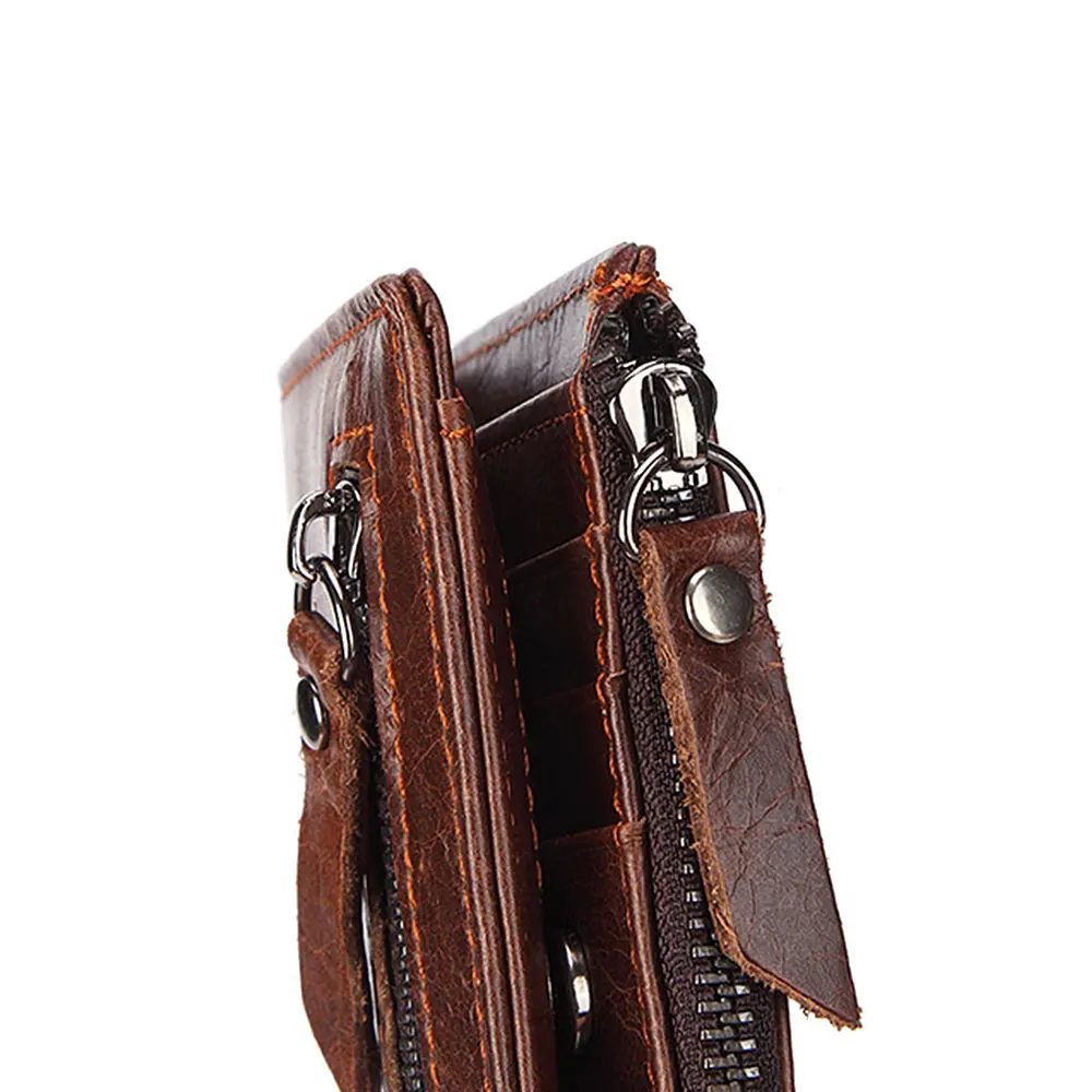 New High Quality Men Wallets Short Card Holder Genuine Leather Men Purse Double Zipper Coin Pocket Male Wallet