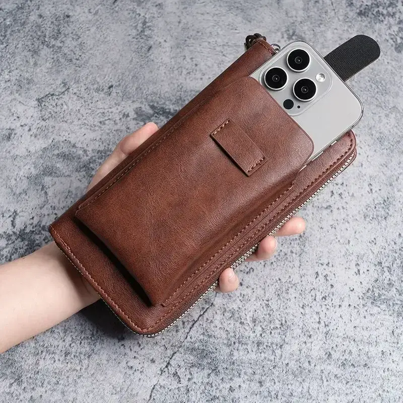 Men's Soft PU Leather Long Wallet Multi Card Card Holder Cash Purse Clutch Bag Ultra Thin Wallet Money Clip with Mobile Wallet