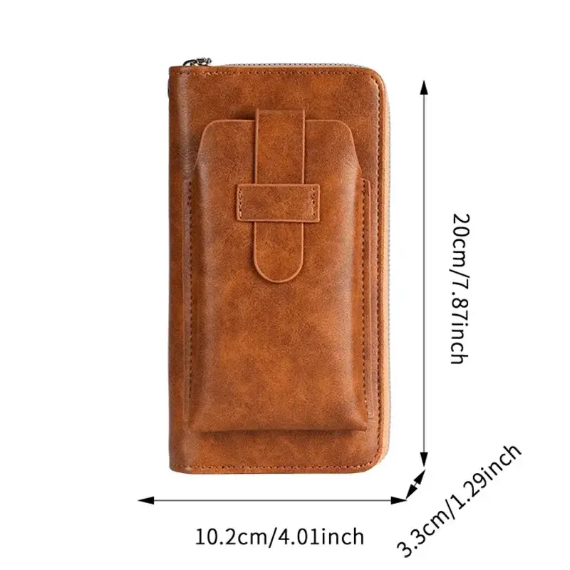 Men's Soft PU Leather Long Wallet Multi Card Card Holder Cash Purse Clutch Bag Ultra Thin Wallet Money Clip with Mobile Wallet