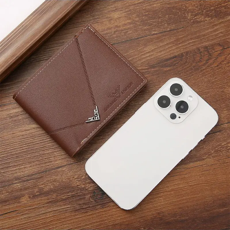 Men's Slim Money Clip Wallet Credit Card ID Holder Casual Male Leather Short Multi Card Holder Purses Business Man Bifold Wallet