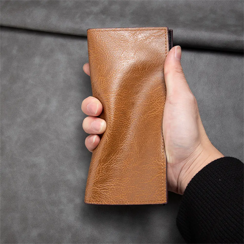Men's Wallet PU Leather Multi Card Multi Functional Long Travel Thin Youth Bag Large Banknote Passport Card Holder Money Purses