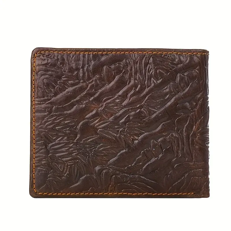 Men's Vintage Genuine Leather Wallet 3D Printed Tiger Wallet Card Holder