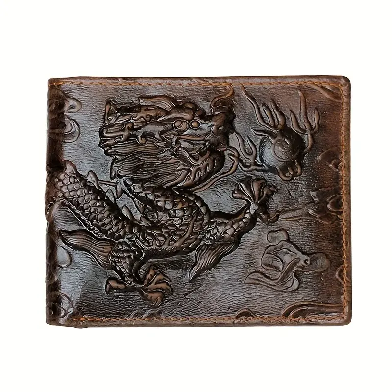 Men's Vintage Genuine Leather Wallet 3D Printed Tiger Wallet Card Holder